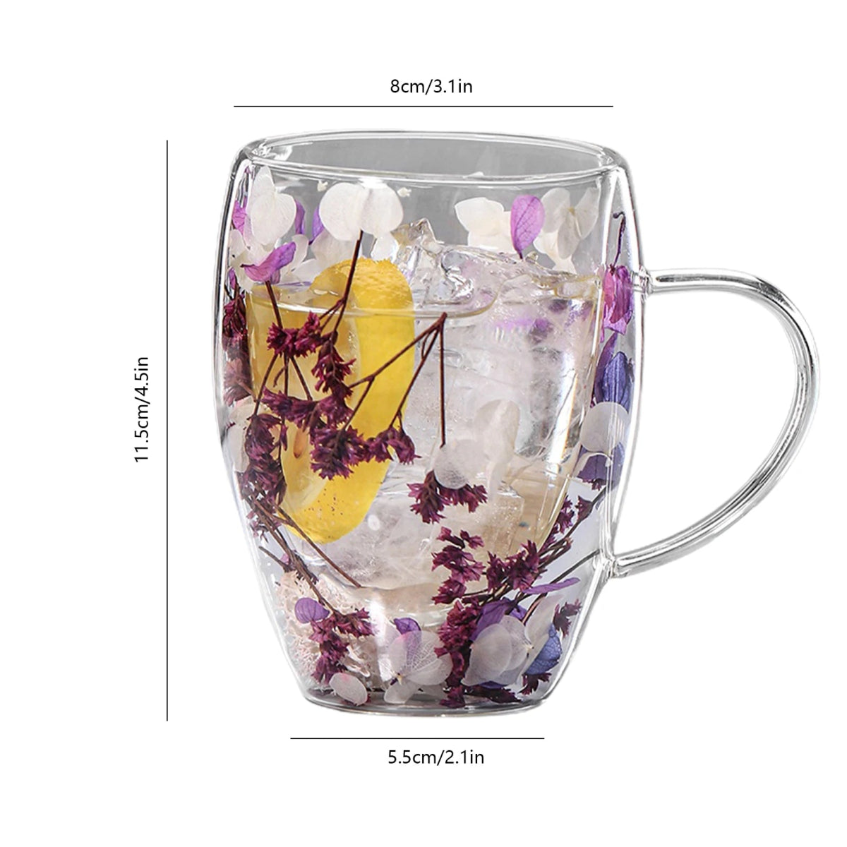 350ml Creative Real Flower Double Glass for Hot & Cold Beverages - Coffeio Store