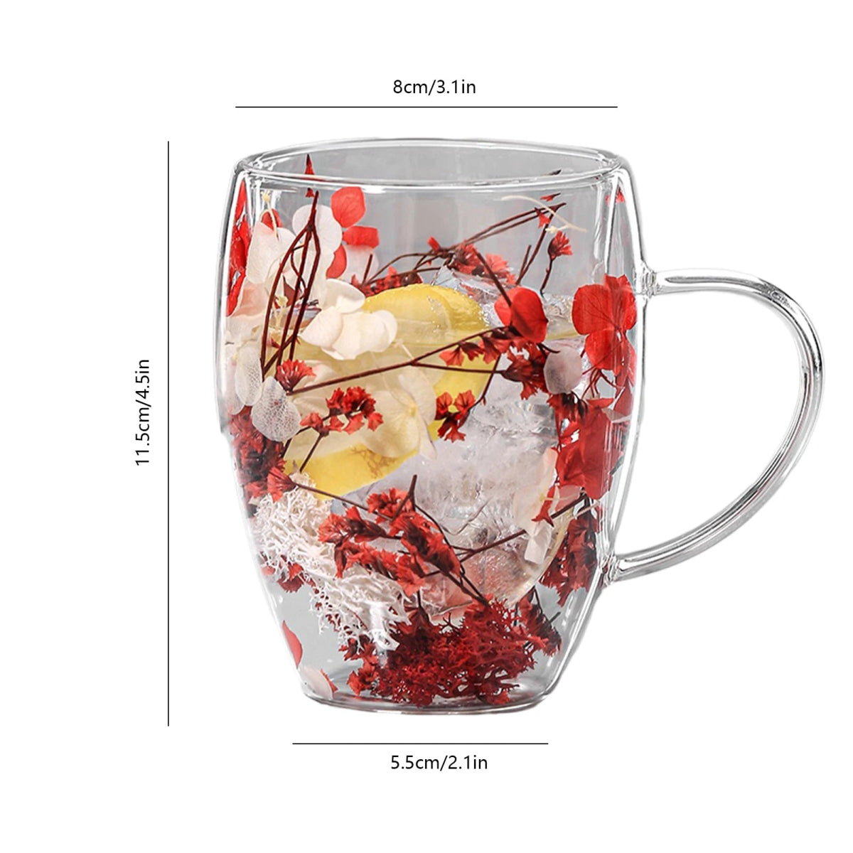 350ml Creative Real Flower Double Glass for Hot & Cold Beverages - Coffeio Store