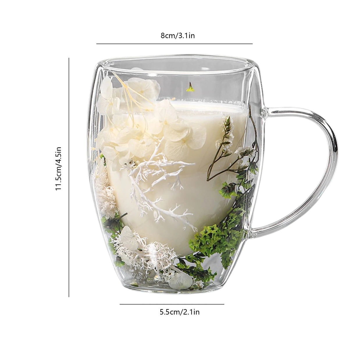 350ml Creative Real Flower Double Glass for Hot & Cold Beverages - Coffeio Store