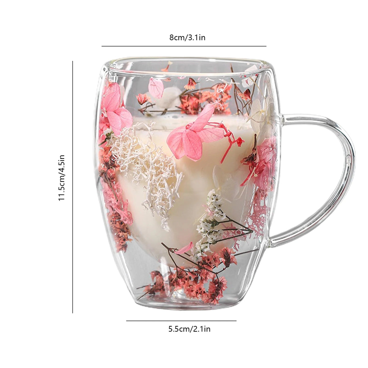 350ml Creative Real Flower Double Glass for Hot & Cold Beverages - Coffeio Store