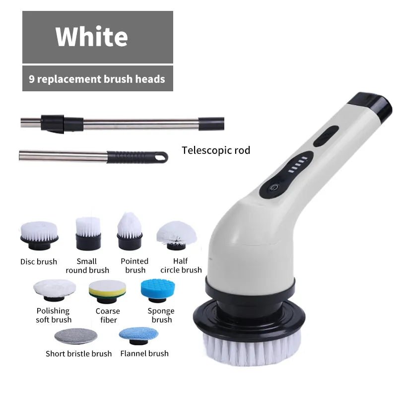 9-in-1 Electric Cleaning Brush, Spin Cleaning Scrubber, Electric Cleaning Tools - Coffeio Store