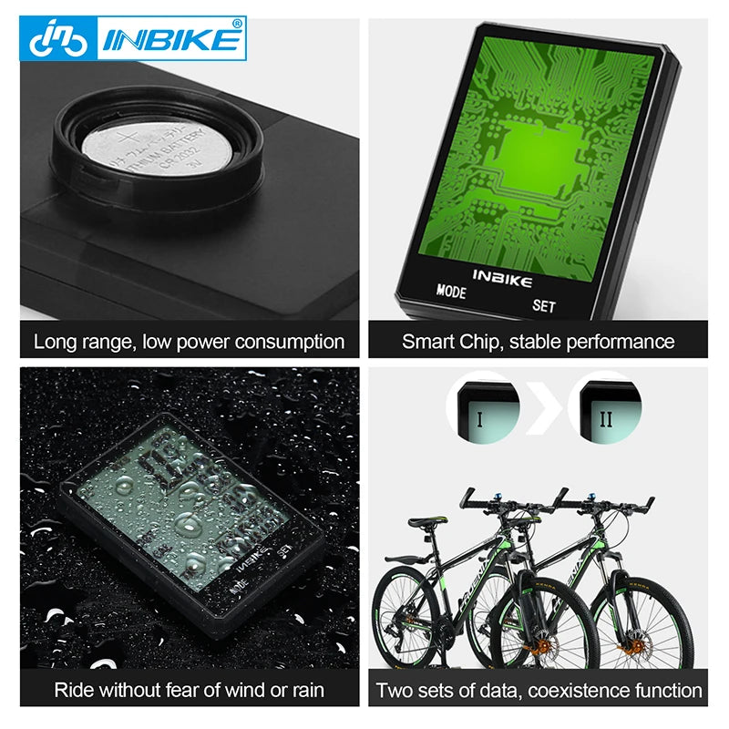 INBIKE 2.8 Inch Bicycle Computer Odometer Speedometer Wireless Wired Rainproof - Coffeio Store