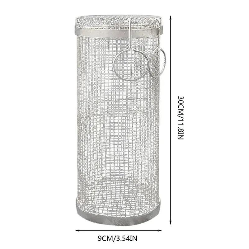 BBQ Basket Stainless Steel Rolling Grilling Wire Mesh Cylinder Basket Portable - Coffeio Store