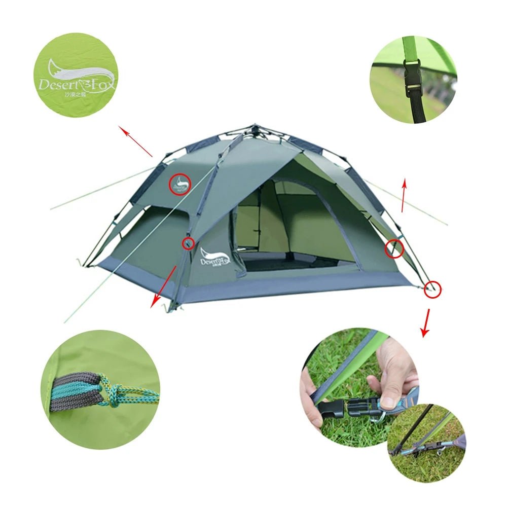 Desert & Fox Camping Tents for 3 Person, Instant Pop-Up Automatic Dome Tent - Coffeio Store