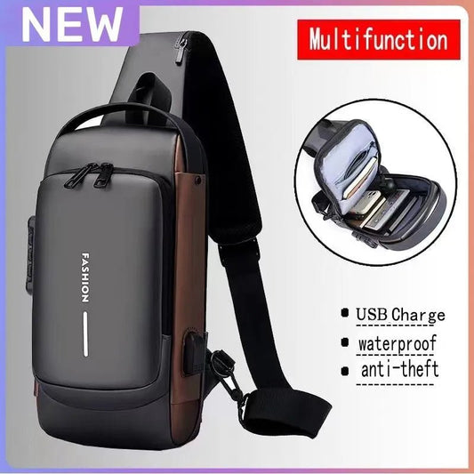 Designer Multifunction Anti - theft USB Crossbody Bag - Coffeio Store