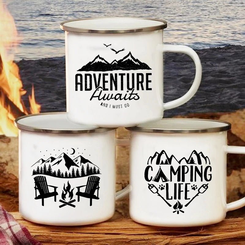 Enamel Camping Mugs Adventure Outdoors Travel - Coffeio Store