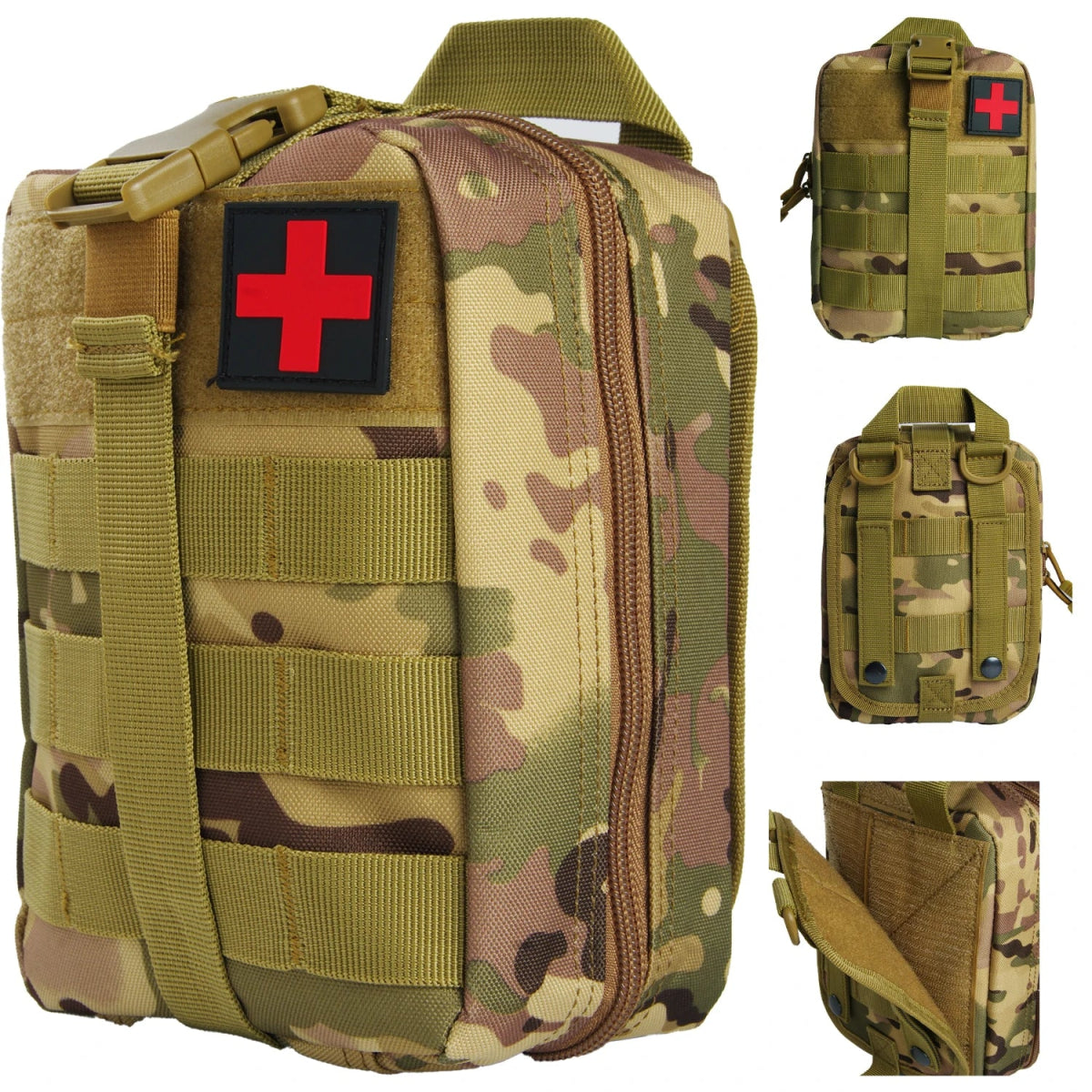 First Aid Survival Kit Tactical IFAK Pouch Supplied Molle Camping Kit, 18 EMT Items - Coffeio Store