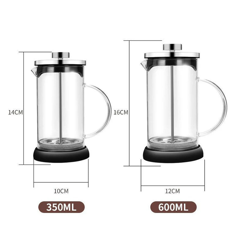 French Press Stainless Steel Glass Coffee Maker Pot Multifunction 350-1000ml - Coffeio Store