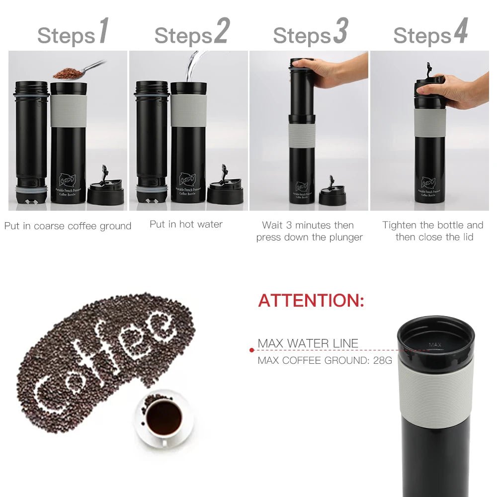 iCafilas 350ML Portable Manual French Press Coffee Tea Maker - Coffeio Store