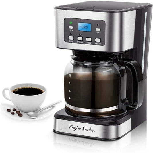 Programmable Coffee Maker, 4-12 Cups Drip Coffee Machine with Glass Carafe - Coffeio Store