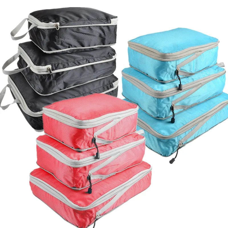 Set/3 pieces Compressible Packing Travel Storage Bags Cubes Waterproof - Coffeio Store