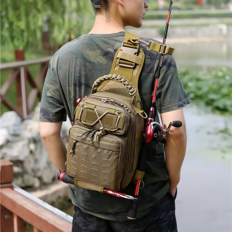 Tactical Camping Bag Backpack Chest Sling Outdoor FIshing Rod - Coffeio Store