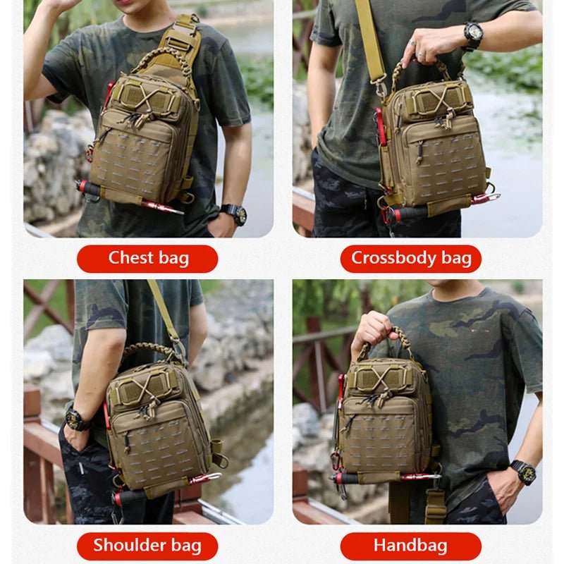 Tactical Camping Bag Backpack Chest Sling Outdoor FIshing Rod - Coffeio Store