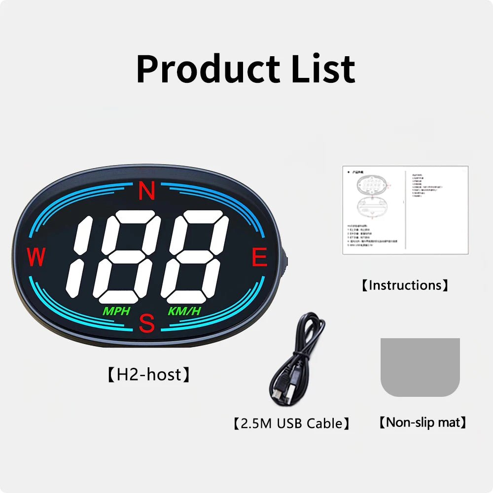 WIIYII H2 GPS Car Speedometer HUD Heads-up Display Electronic Speed Alarm Gadget - Coffeio Store