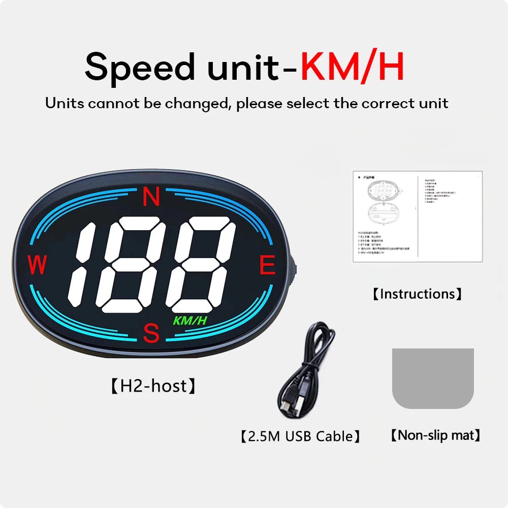 WIIYII H2 GPS Car Speedometer HUD Heads-up Display Electronic Speed Alarm Gadget - Coffeio Store