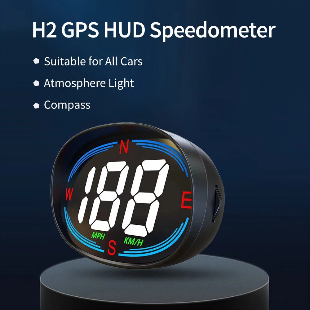 WIIYII H2 GPS Car Speedometer HUD Heads-up Display Electronic Speed Alarm Gadget - Coffeio Store