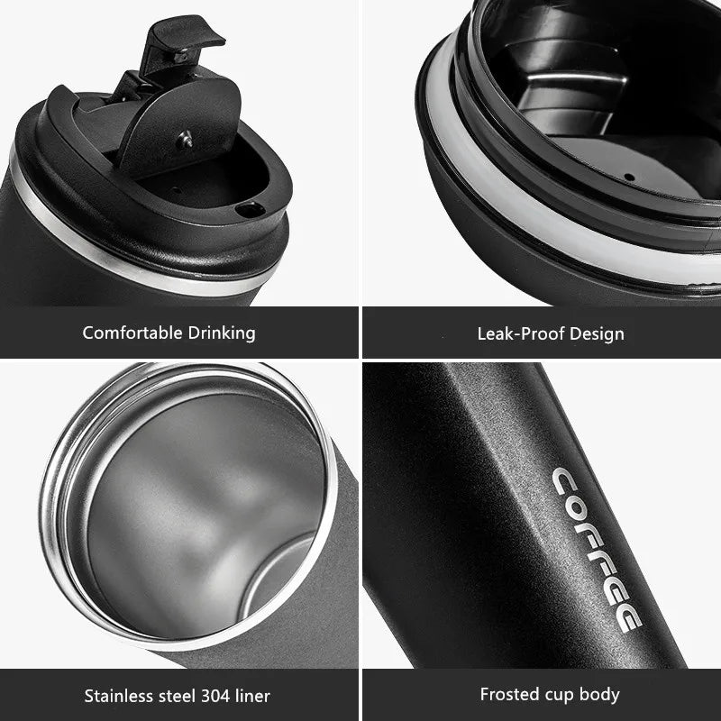 380ml/510ml Stainless Steel Coffee Thermos Mug Portable Car Vacuum Flasks Travel - Coffeio Store