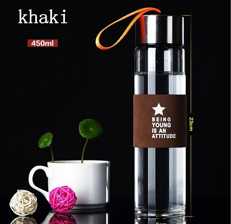 450ML High Quality Glass Water Bottle Travel with Infuser My Drinking Glass Bottle - Coffeio.store