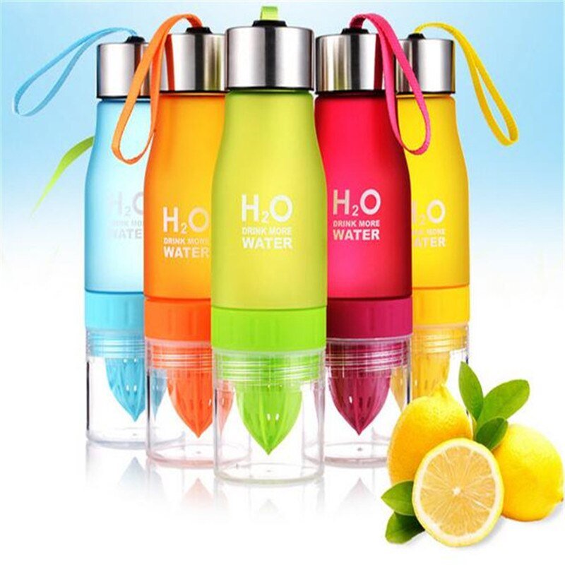 650ml Sports Bottle H20 plastic infusion bottle Outdoor Juice Lemon Portable Bike Travel - Coffeio.store