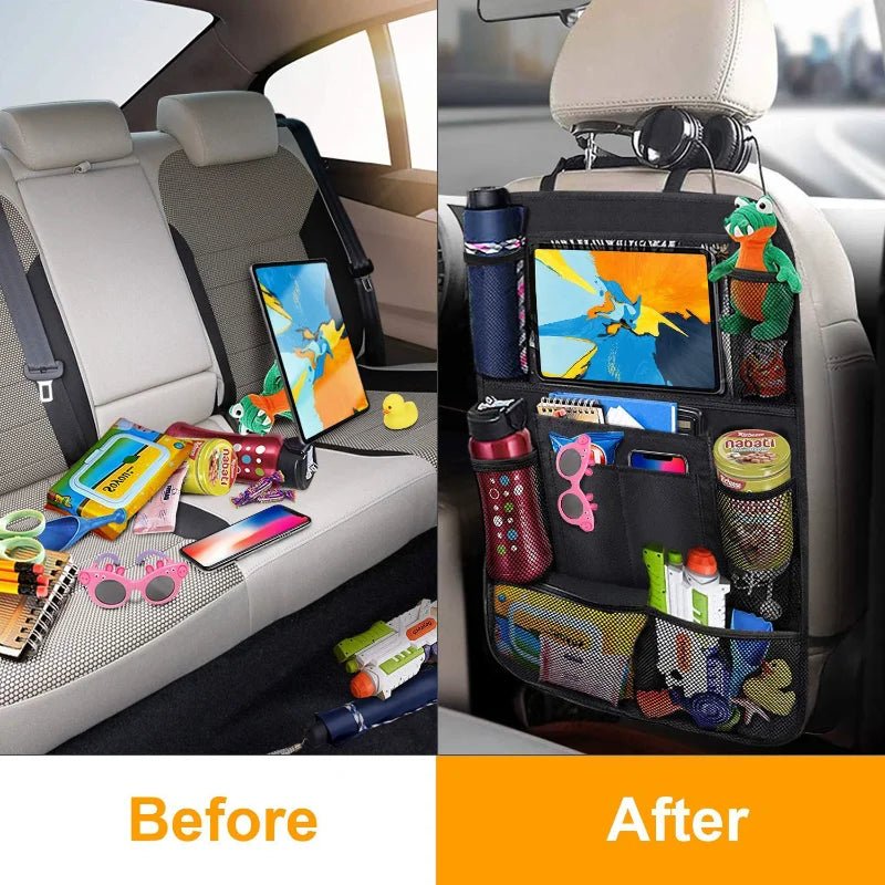 Car Back Seat Organizer with Touch Screen Tablet Holder Storage Protector for Travel - Coffeio Store