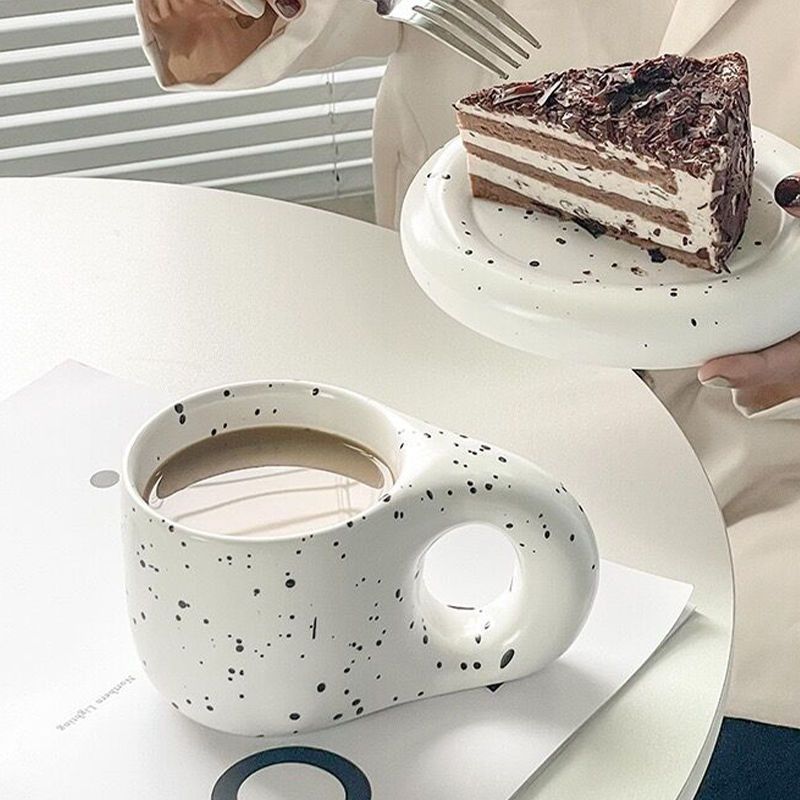 Chubby Milk Mug & Saucer Set, Office & Home High Appearance Niche Coffee Cup 9 Oz Coffee Cup, Latte Tea Milk - Coffeio.store