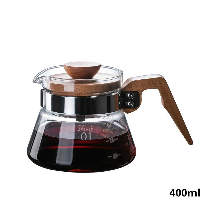 Coffee Pot Maker Glass Wooden 700ML/500ML/300ML Dripper and Pot Set - Coffeio Store