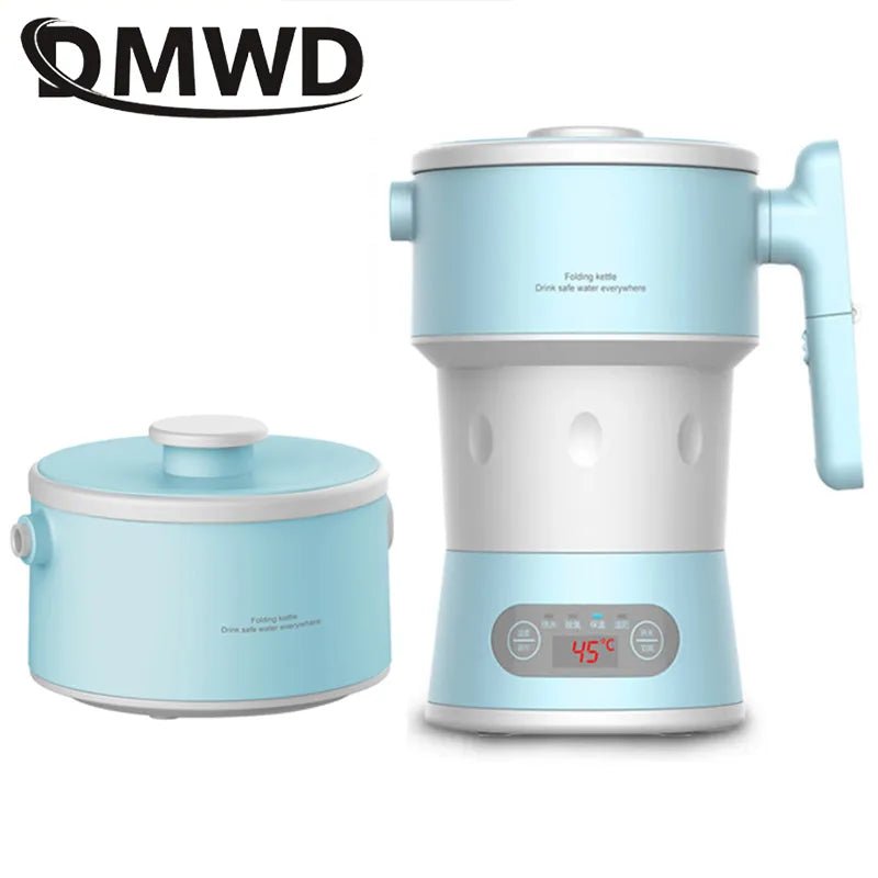 DMWD Travel Foldable Water Heating Pot Silicone Stainless Steel for Camping 110/220V 0.8L - Coffeio Store