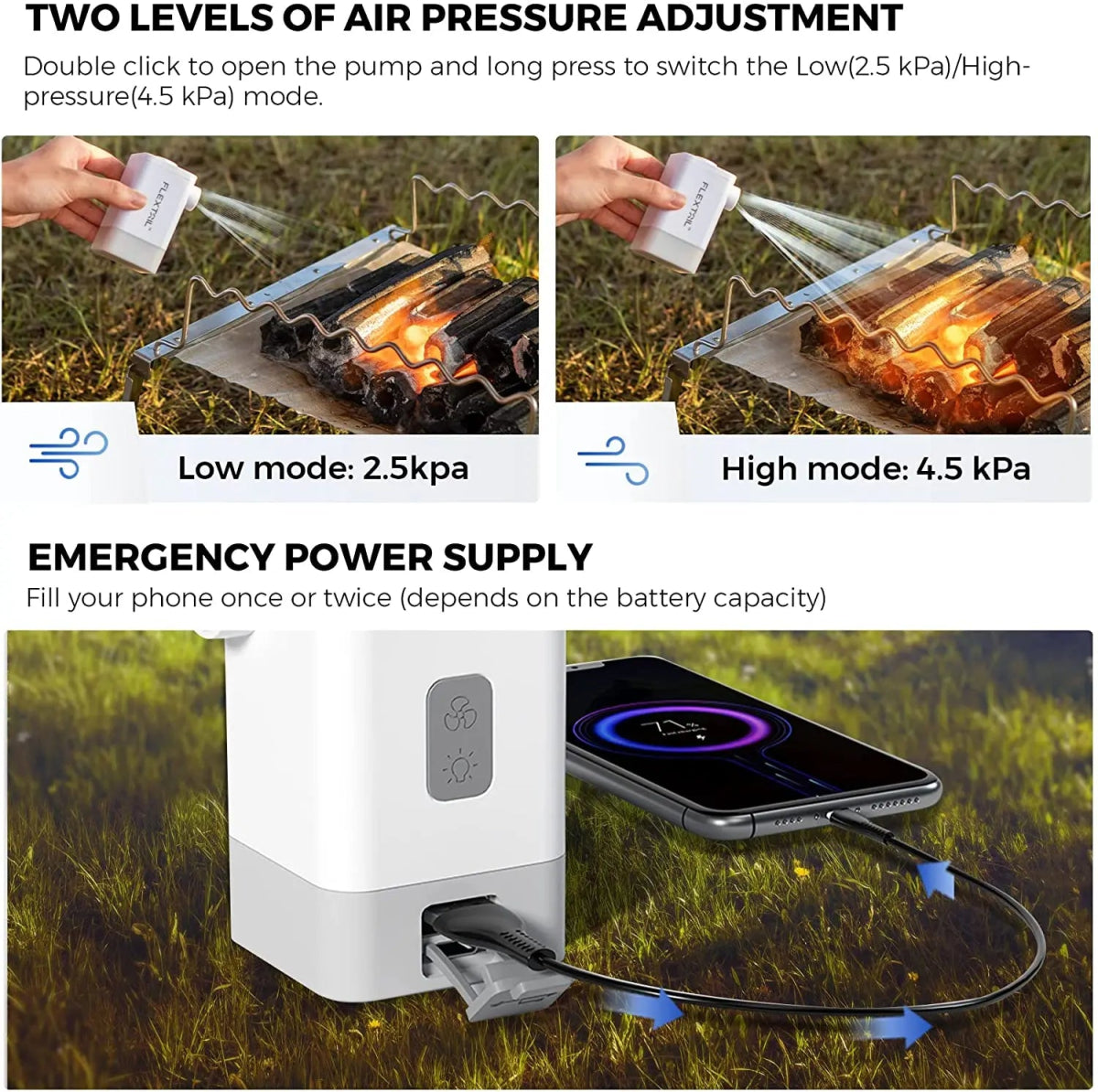 FLEXTAILGEAR Electric Air Pump Ultralight Portable Air Pump Rechargeable Battery - Coffeio Store