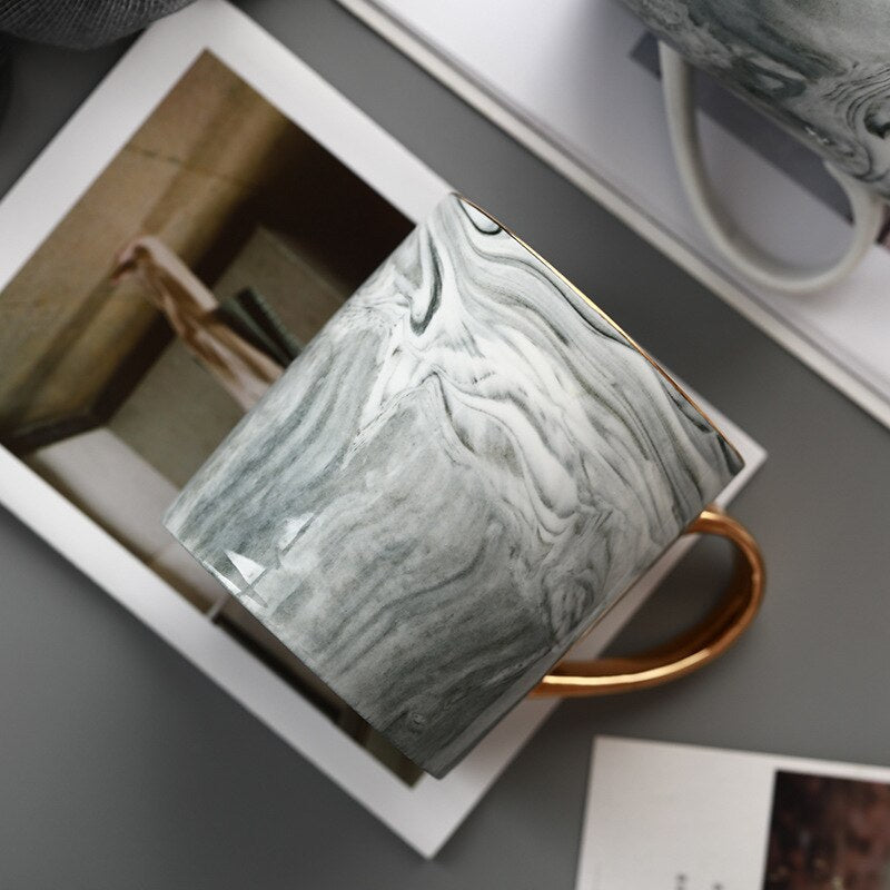 Gold Marble Porcelain Coffee Mug Ceramic Tea Milk Cup Creative Wedding Gift - Coffeio.store