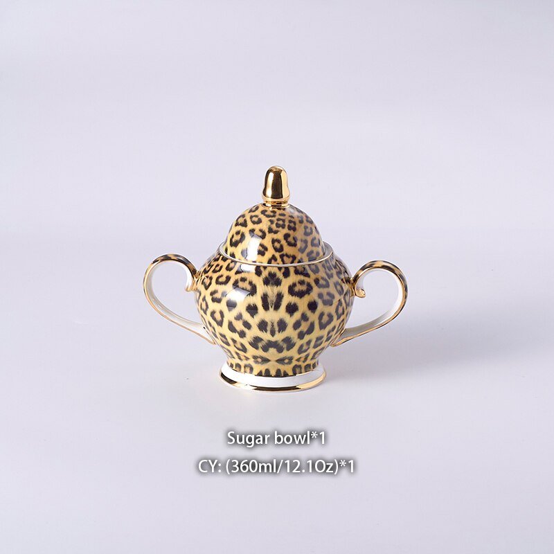 Leopard Print Bone China Coffee Set Luxury Porcelain Tea Set Pot Cup Mug Sugar Bowl Creamer Teapot Drinkware - Coffeio.store