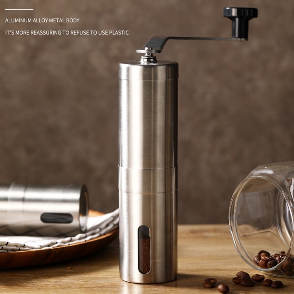 Manual coffee grinder for French embossing machine, hand-held mini, K cup, stainless steel portable grinder - Coffeio.store