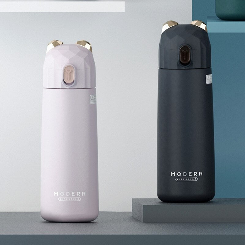 Modern Bear Thermal Stainless Steel Thermos 350ml Vacuum Lovely Girls Water Bottle Travel - Coffeio.store