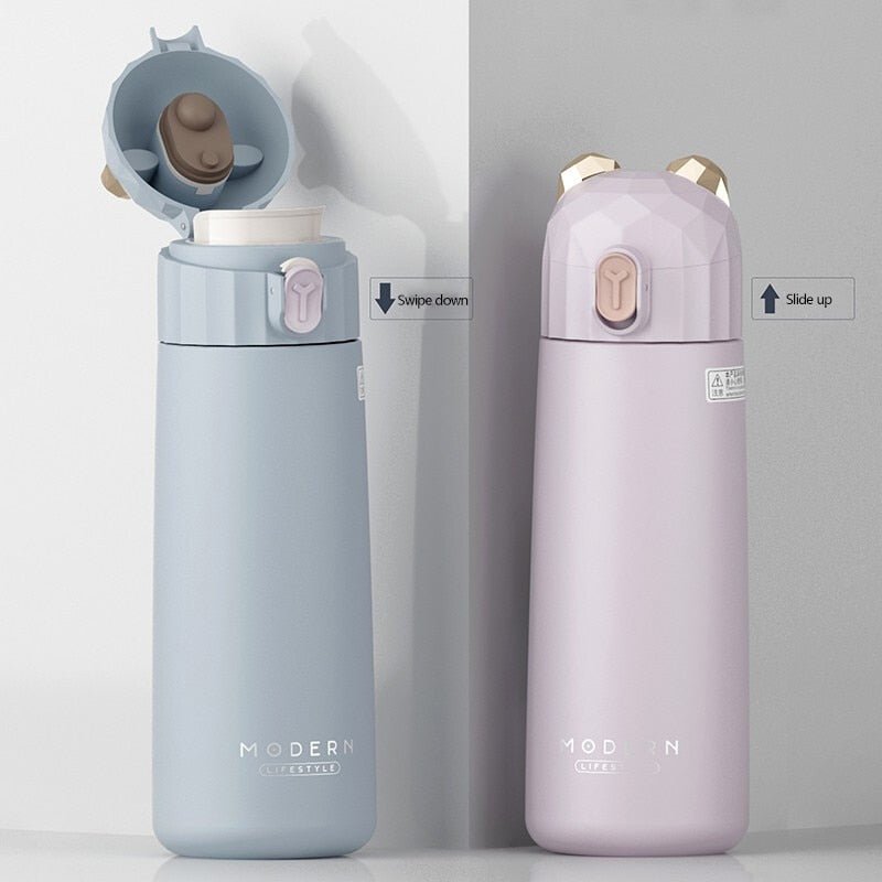Modern Bear Thermal Stainless Steel Thermos 350ml Vacuum Lovely Girls Water Bottle Travel - Coffeio.store