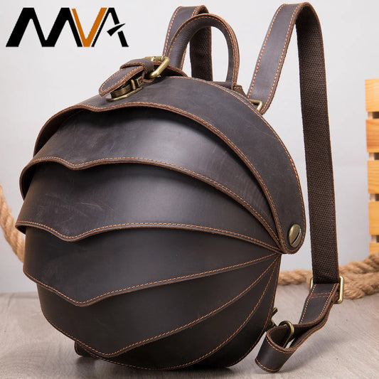 MVA Crazy Horse Leather Backpack Women Vintage Travel Backpack - Coffeio Store