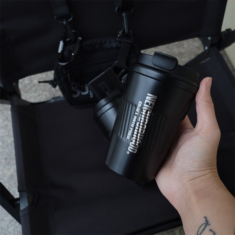 NBHD matte blackened camping style coffee thermos cup winter casual cup simple niche stainless steel cup - Coffeio.store