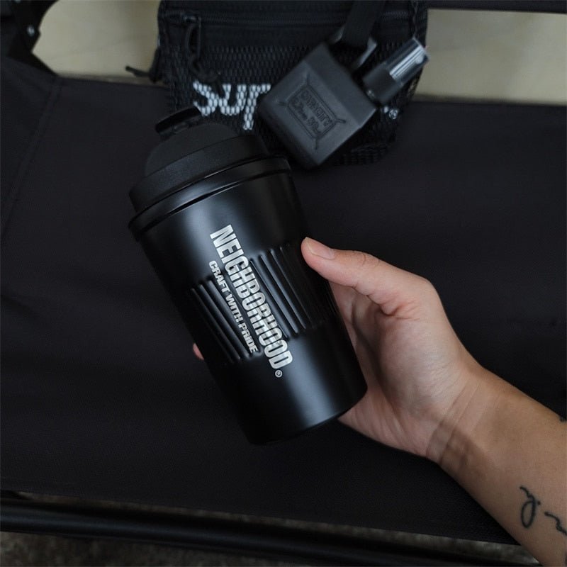 NBHD matte blackened camping style coffee thermos cup winter casual cup simple niche stainless steel cup - Coffeio.store
