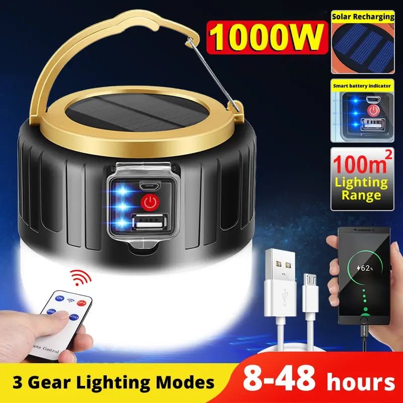 Outdoor Solar LED Camping Lights USB Rechargeable Tent Portable Lanterns - Coffeio Store