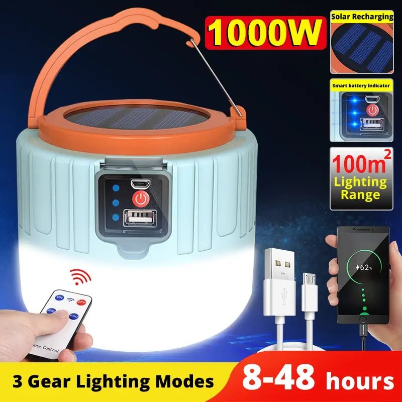 Outdoor Solar LED Camping Lights USB Rechargeable Tent Portable Lanterns - Coffeio Store