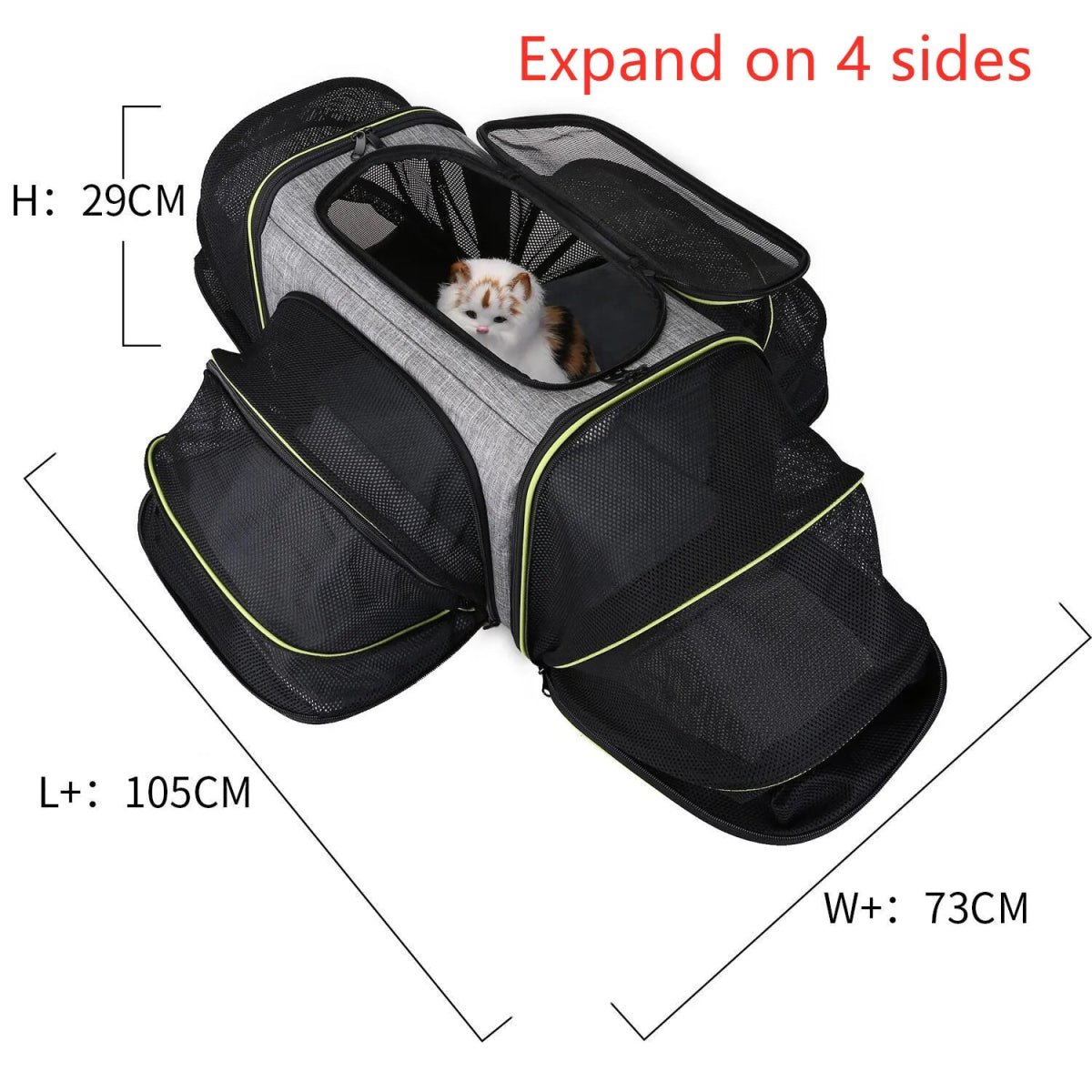 Pet Carriers Four Sides Expandable Dog Cat Carriers Car Travel Bag - Coffeio Store
