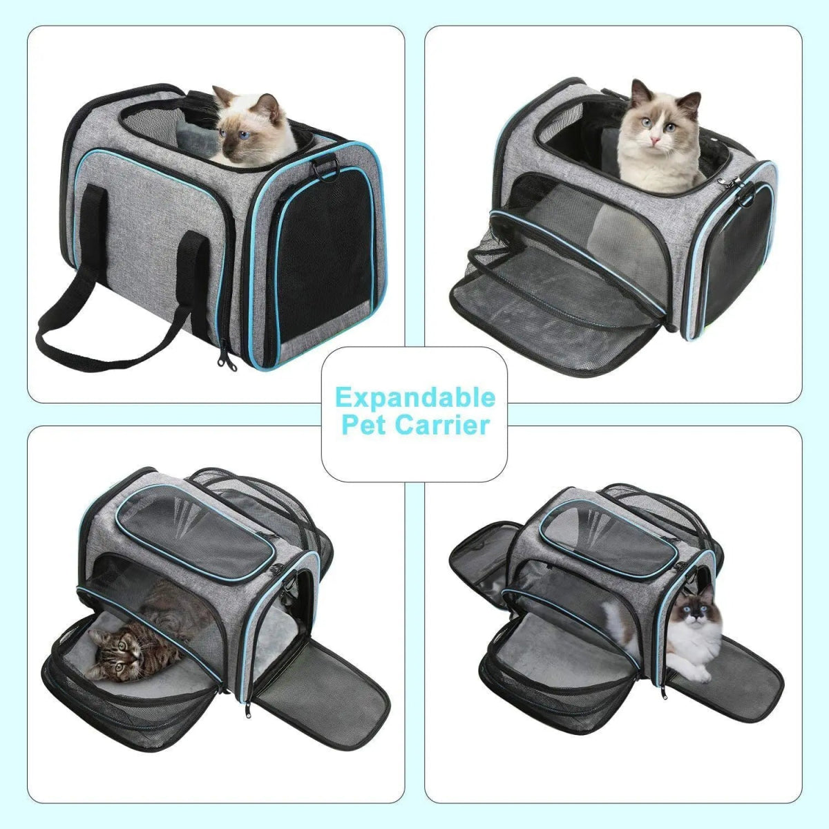 Pet Carriers Four Sides Expandable Dog Cat Carriers Car Travel Bag - Coffeio Store
