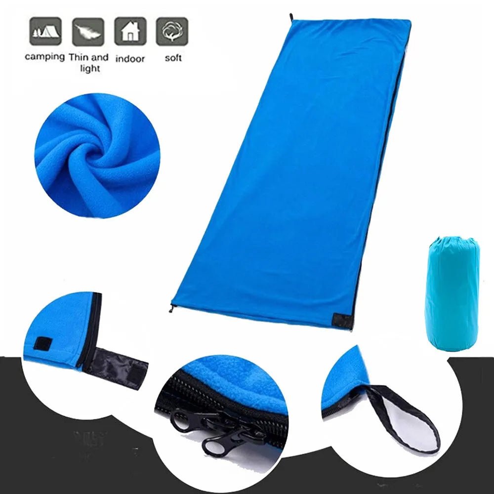 Portable Ultra-light Polar Fleece Sleeping Bag Outdoor Camping Tent Bed Travel - Coffeio Store