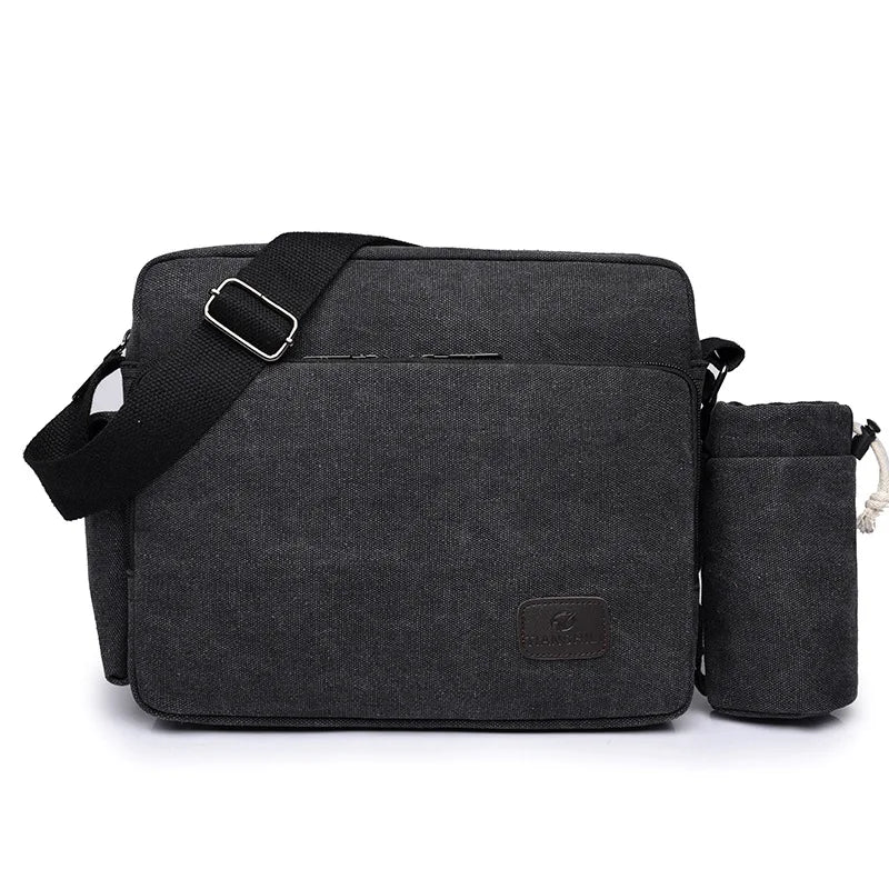 Scione Canvas Multifunction Messenger Shoulder Bag Solid Briefcases Suitcase - Coffeio Store