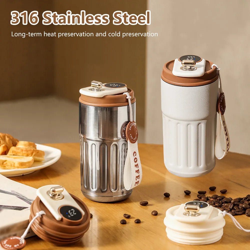 Smart Thermos Bottle LED Temperature Display Coffee Cup 316 Stainless Steel - Coffeio Store