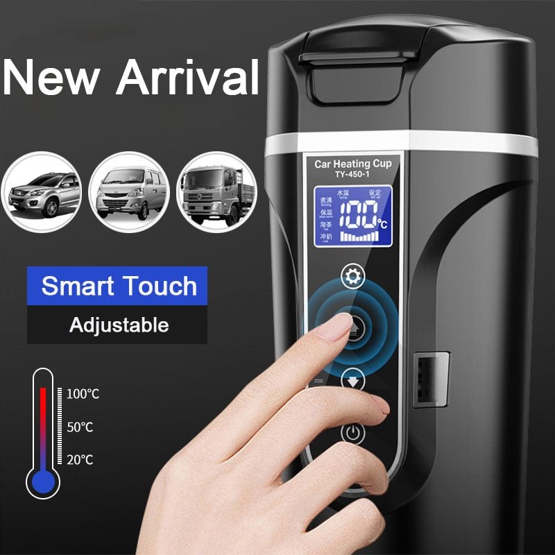 Smart Touch Car Thermos Bottle Digital Display Cup 12/24/220V Universal Traveling Heating Cup Water Bottle - Coffeio.store