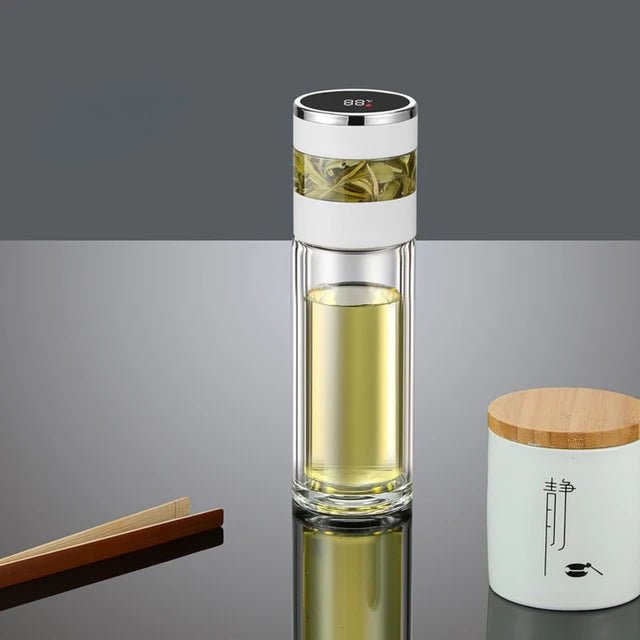 Tea Infuser Vacuum Flask Temperature LED Display 450ml Insulated Cup Stainless Steel - Coffeio Store