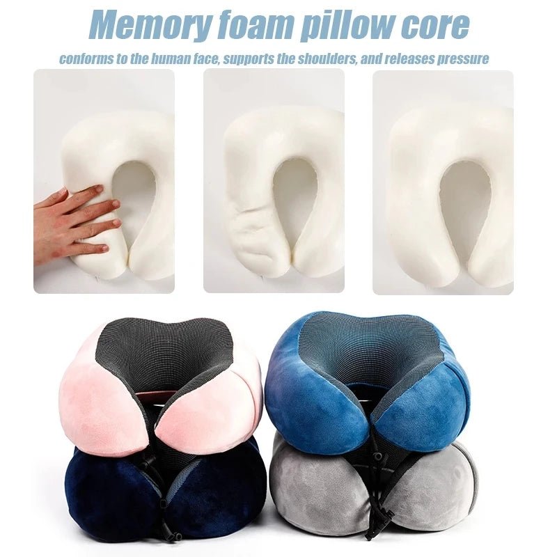 U Shaped Memory Foam Neck Pillows Soft Travel Neck Massage for Sleeping on Airplane or Car - Coffeio Store