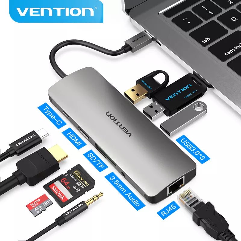 Vention Thunderbolt 3 Dock Adapter Hub USB C to HDMI RJ45 USB 3.0 Audio Video Splitter - Coffeio Store