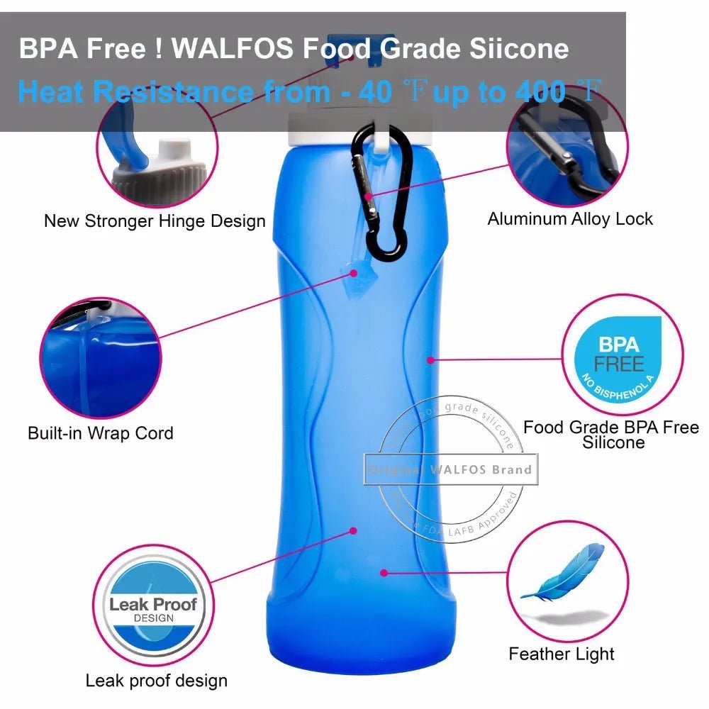 WALFOS Food Grade 500ML Creative Collapsible Foldable Silicone Drink Sport Water Bottle - Coffeio Store