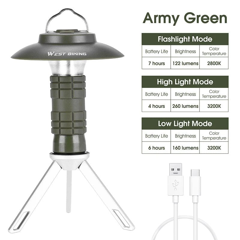 WEST BIKING Portable Camping Light with Magnetic USB Rechargeable Camping Lantern - Coffeio Store
